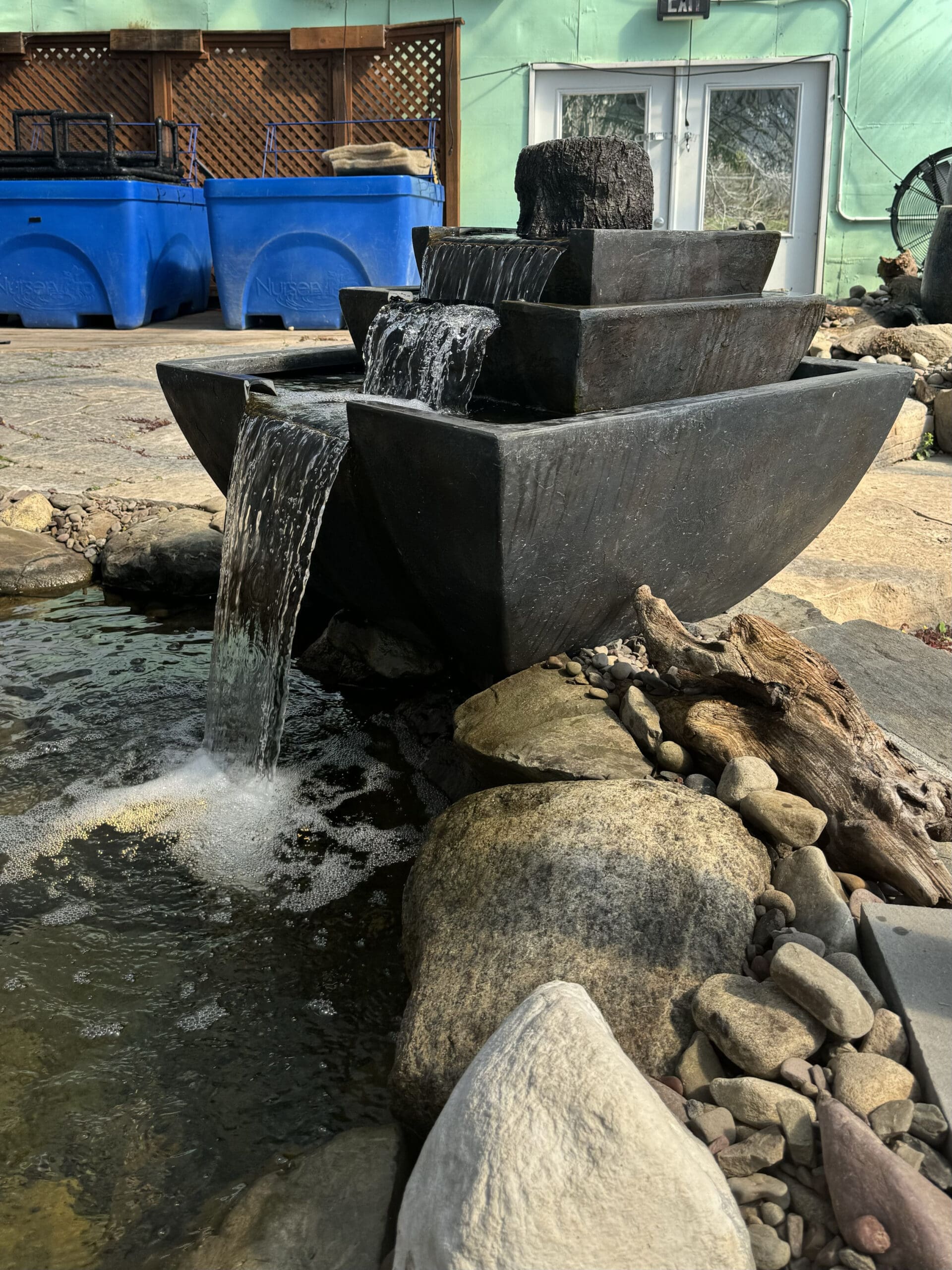 three tier square spillway bowl fountain